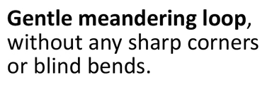 Gentle meandering loop without sharp corners or blind bends